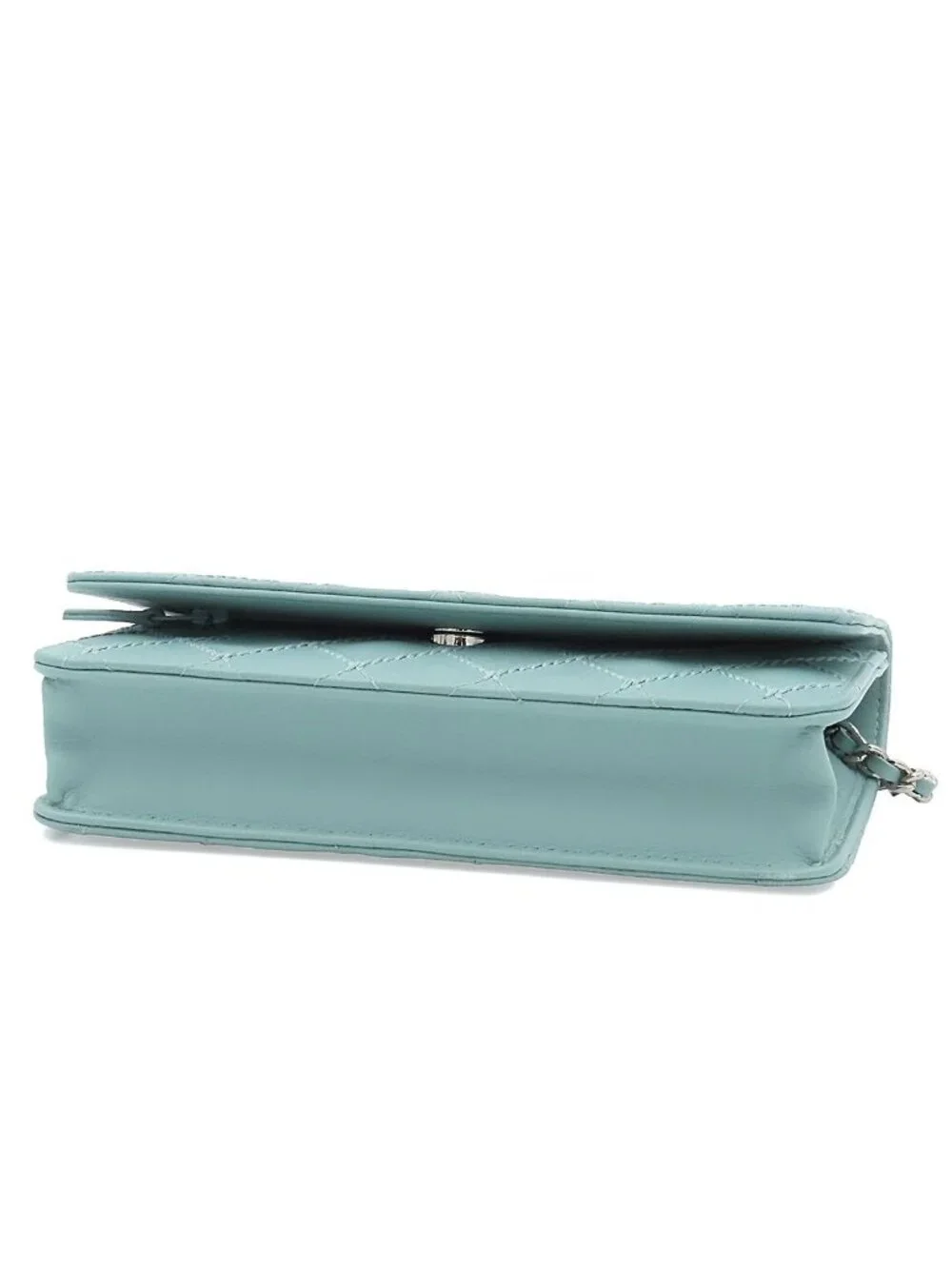 Chanel Chain Wallet Wild Stitch CC Logo Shoulder Bag Light Blue S Lambskin